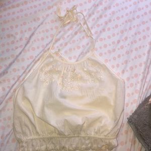 Flowy cropped hater neck